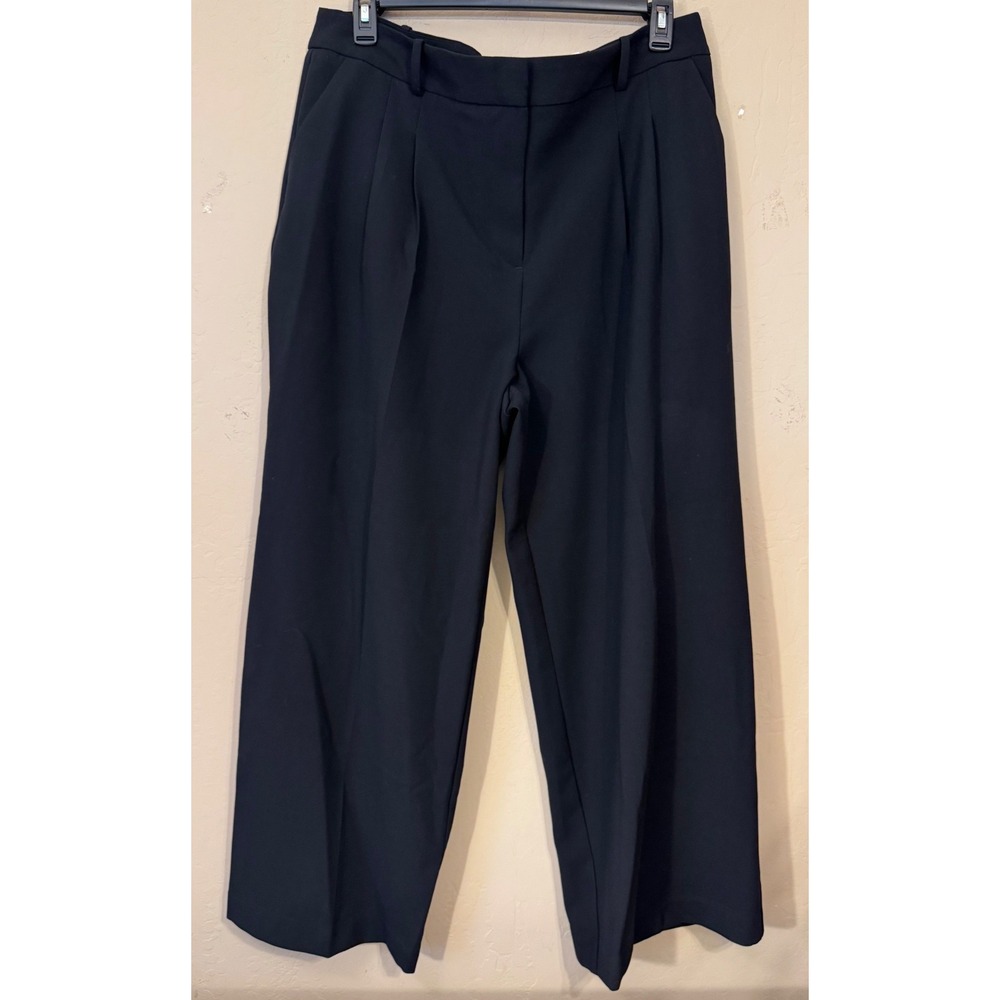 Liz Claiborne Pleated Trouser Women 18 Black Wide Leg High Rise Dress Pants NEW